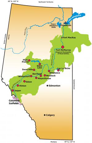 Map of Athabasca River Basin