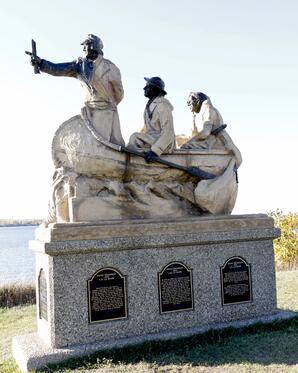 Bicentennial commemorative statue in Lac la Biche for Davis Thompson