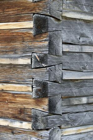 Close-up of Dovetail Joints of Log Cabin