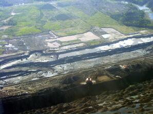 Land cleared for Oil Sands Extraction at edge of Pit Mine