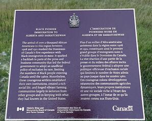 Interpretive sign: Black Pioneer Immigration to Alberta and Saskatchewan