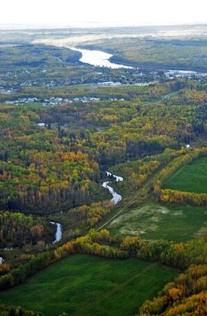 Athabasca River with Town of Athabasca-07
