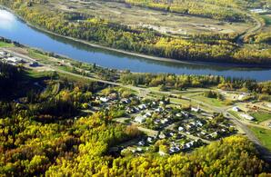 Athabasca River with Town of Athabasca-09
