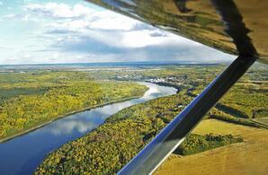 Athabasca River with Town of Athabasca - 03