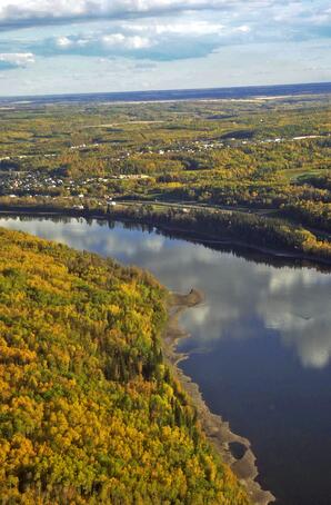 Athabasca River with Town of Athabasca-12