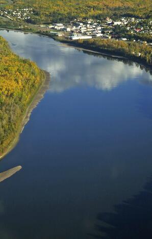 Athabasca River with Town of Athabasca-05