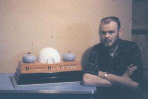 Archie with curling trophy