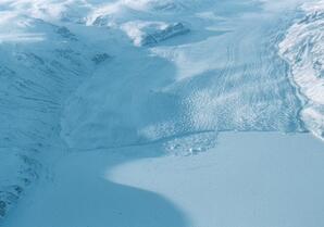 Bay with solid ice and glacier