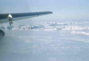 Arctic shoreline from the air.