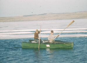 John Gilbert and Clarence McKenny in boat