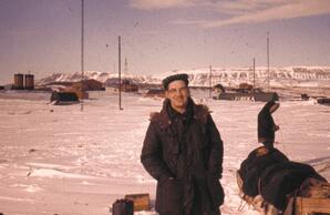 Bob Frank next to komatik