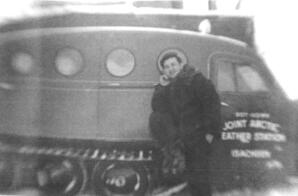 Bob Frank with Isachsen snowmobile