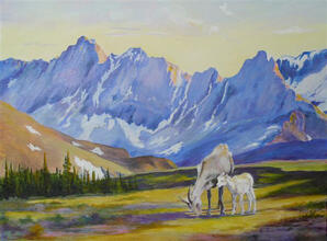 Stone Sheep on Rainbow Ridge.: Muskwa Kechika Artist Camp