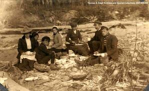 Picnic at Sandy Bay, all the family celebrating Edith's wedding