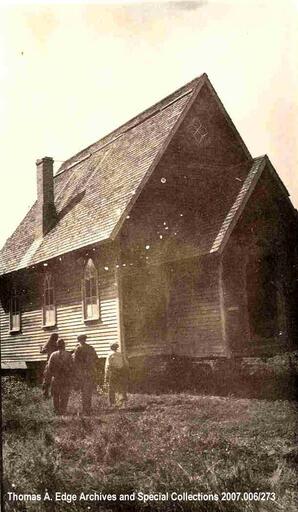 Battenburg Church being moved to Gibbons, 1931