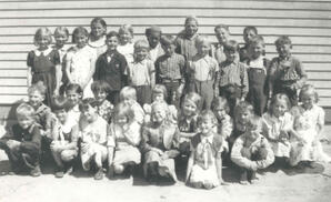 Albert Karvonen's students at Mission Hill School District No. 4585, Hollow Lake, Alberta.
