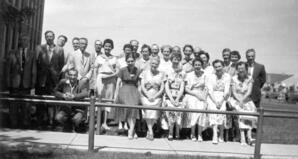The teaching staff at Spruce Avenue Public School in Edmonton, Alberta. Albert Karvonen is standing fifth from the left.