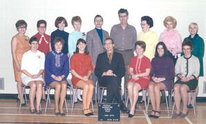 Principal Albert Karvonen (bottom row, middle) and teaching staff at Rundle Elementary School in Edmonton, Alberta.
