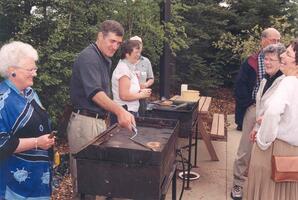 Dominque Abrioux and others at a convocation breakfast event, Athabasca, Alberta