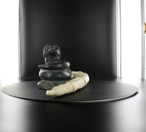 Carved Walrus Tusk (shaman theme) and Snow-worm on Base