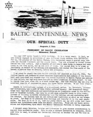 Baltic Centennial News-Our Special Duty