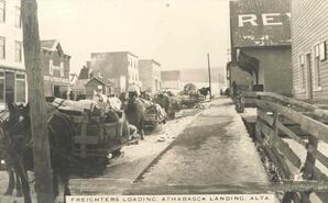 Freighters Loading. Athabasca Landing, Alberta