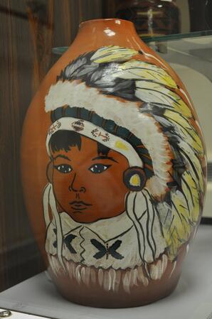 Large Vase with Aboriginal Child Painted on the Front