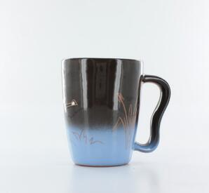 Large Blue Mug with Bulrushes and Geese