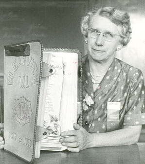Mrs. James Richards with Clearview WI Book