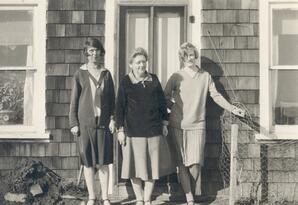 Fanny Makepeace Jameson in Front of a House With Two Women