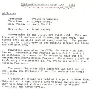 Chatsworth Country Club 1964-1965