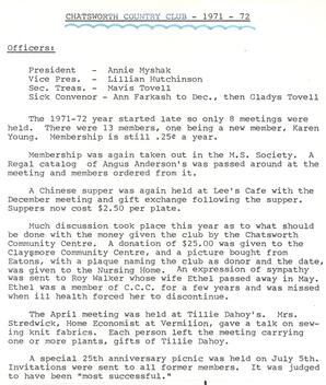 Chatsworth Country Club 1971-1972