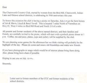 Letter Sent to Former Members of the CCC and Former Residents of the School Districts