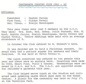 Chatsworth Country Club 1961-1962