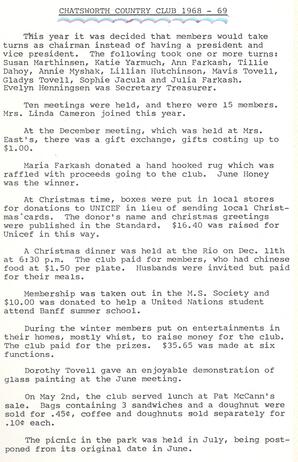 Chatsworth Country Club 1968-1969