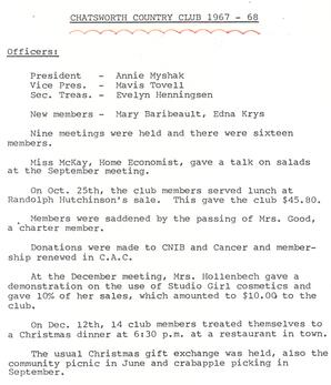 Chatsworth Country Club 1967-1968