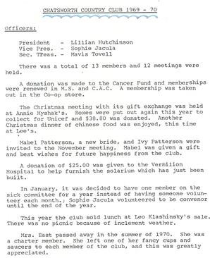 Chatsworth Country Club 1969-1970