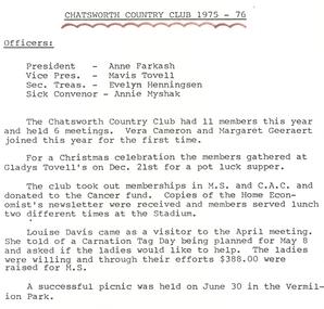 Chatsworth Country Club 1975-1976