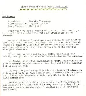 Chatsworth Country Club 1954-1955