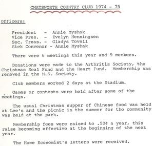 Chatsworth Country Club 1974-1975