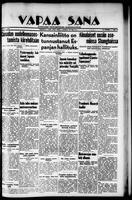 Vapaa Sana, September 15, 1937