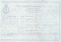Receipt for Steamship Passenger Ticket