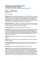 Katherine Nelson - Transcript of Audio Interview