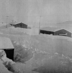 Buildings with deep snow