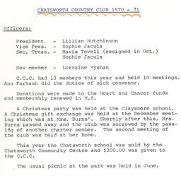 Chatsworth Country Club 1970-1971