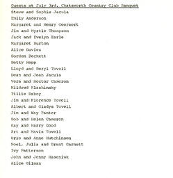 Guests at July 3rd Chatsworth Country Club Banquet