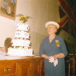 Mrs. Ruth Howes with 50th Anniversary Cake